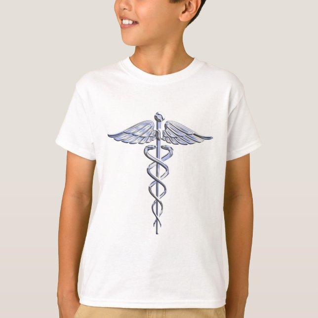 T-shirt Símbolo médico de Caduceus a preto (Frente)