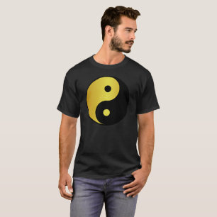 T-shirt Símbolo Yin e Yang Dourada filosofia asiática