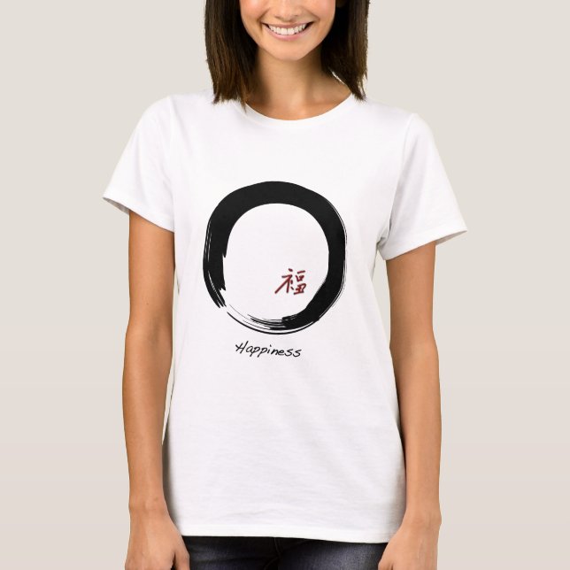 T-shirt Símbolo Zen com caráter de felicidade (Frente)