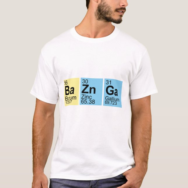 T-shirt Símbolos dos elementos de BaZnGa (Frente)