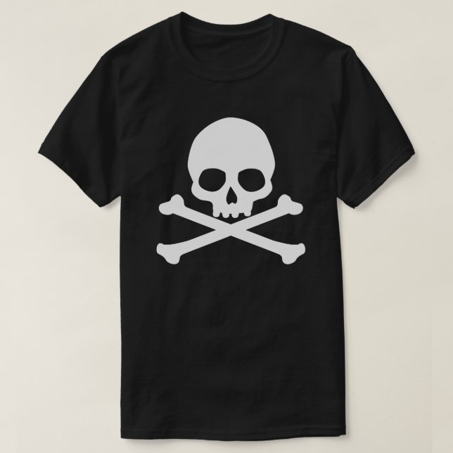 T-Shirt Simples De Caveira E Crossbones (Frente do Design)