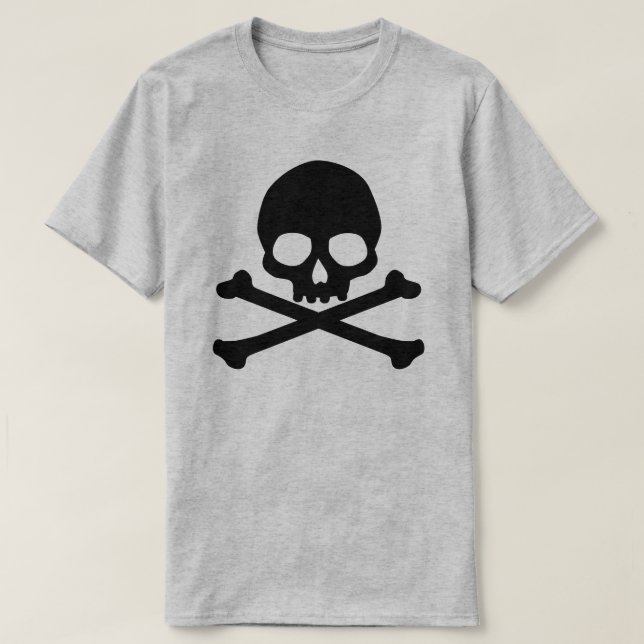 T-Shirt Simples De Caveira E Crossbones (Frente do Design)