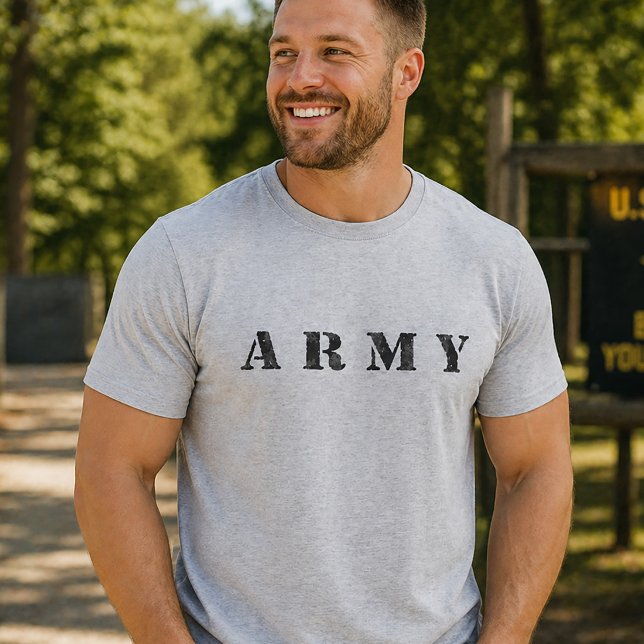 T-shirt Simples Minimal Militarizado Envelhecido (Simple Minimal Army Distressed T-Shirt)