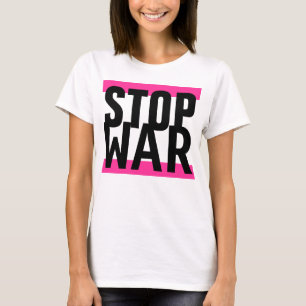 T-shirt Simplesmente design "stripes rosa pink STOP WAR"