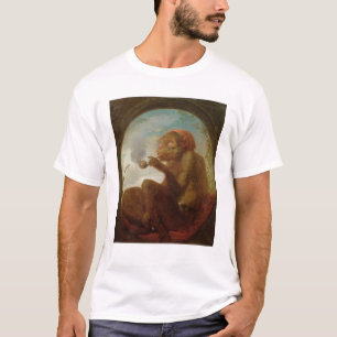 T-shirt Sinal com um macaco que fuma uma tubulação