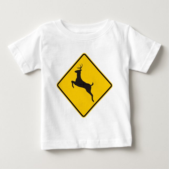 T-shirt Sinal da estrada do cruzamento dos cervos (Frente)