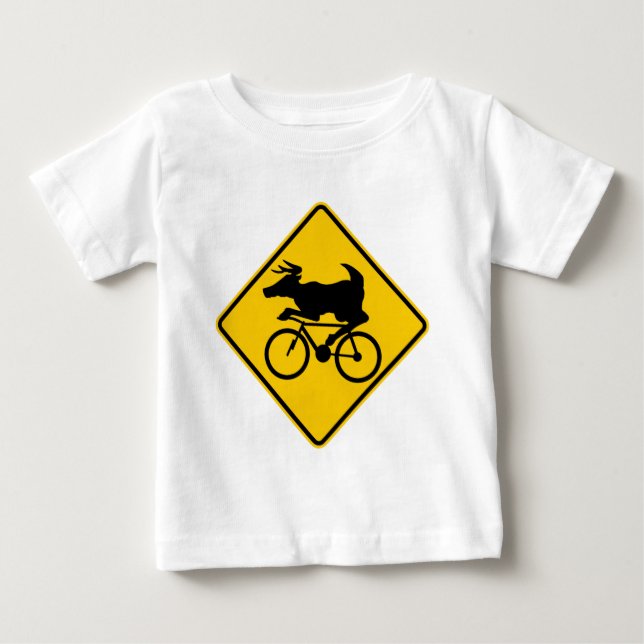 T-shirt Sinal da estrada do cruzamento dos cervos do (Frente)