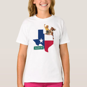 T-shirt Sinal De Bandeira De Forma Do Texas Cowgirl E Hous