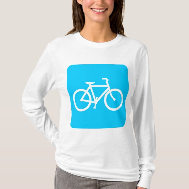 T-shirt Sinal de Bicicleta - Azul-Céu (Frente)