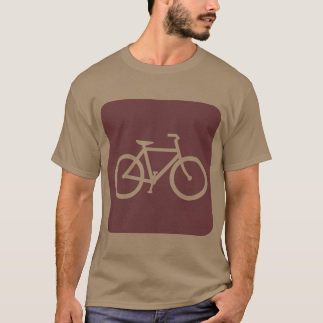 T-shirt Sinal de Bicicleta - Castanho Escuro (Frente)