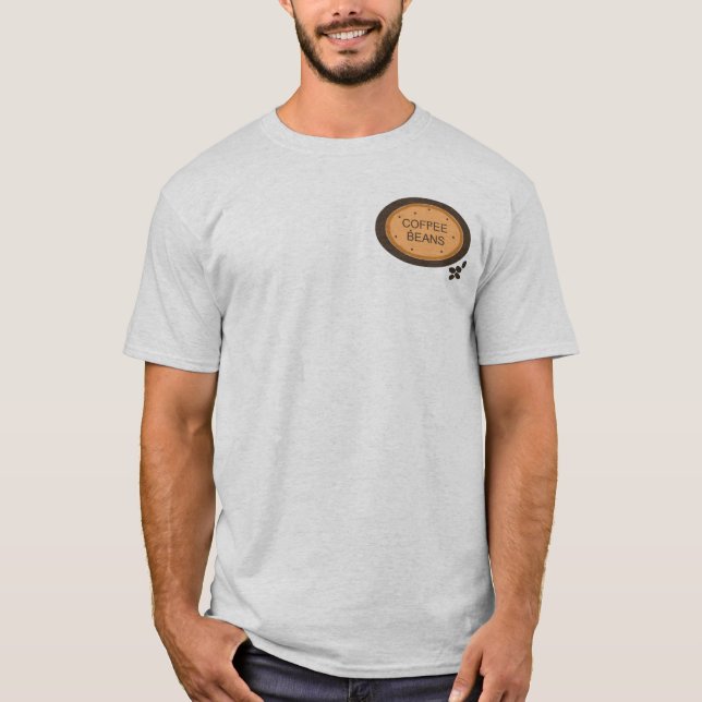 T-shirt Sinal de Grão de Café em Laranja e Marrom (Frente)