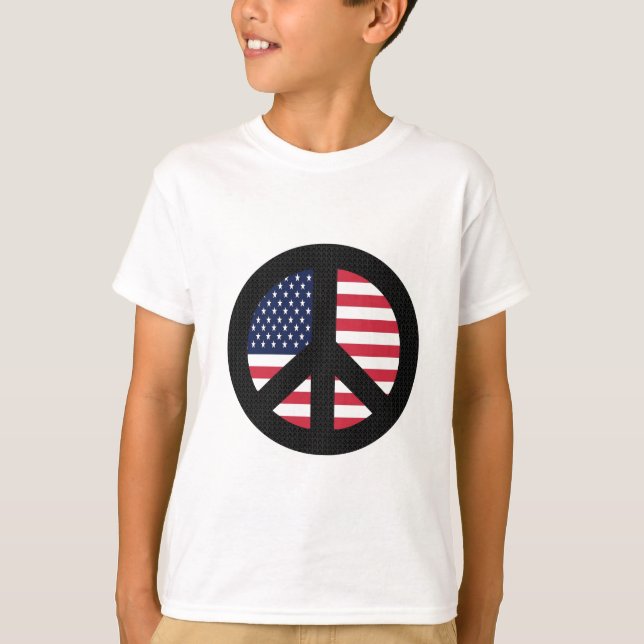 T-shirt Sinal de paz com bandeira americana (Frente)
