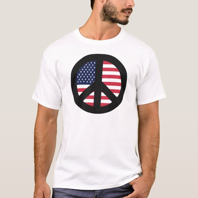 T-shirt Sinal de paz com bandeira americana (Frente)