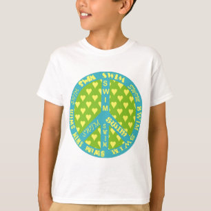T-shirt Sinal de paz com natação no quadro