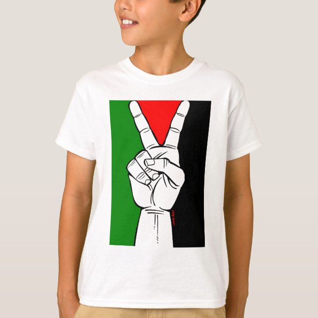 T-SHIRT SINAL DE PAZ DA BANDEIRA DE PALESTINA (Frente)