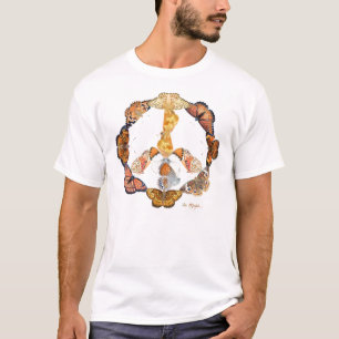 T-shirt sinal de paz da borboleta