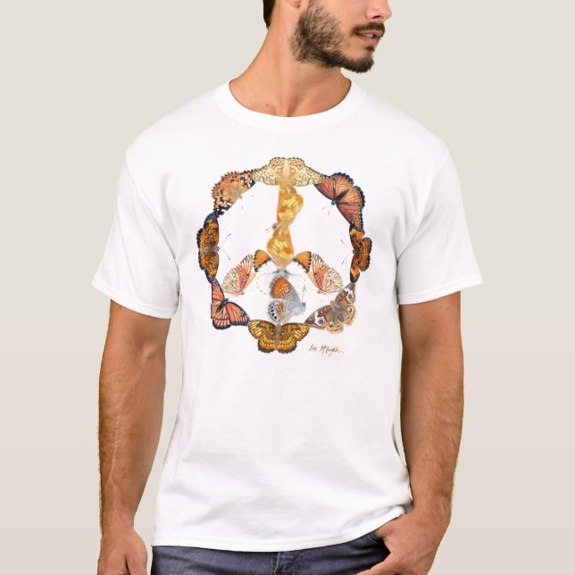 T-shirt sinal de paz da borboleta (Frente)