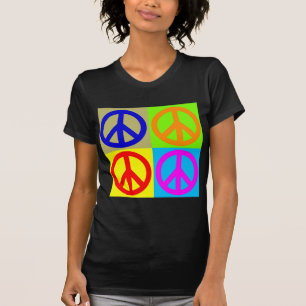 T-shirt Sinal de Paz de Pop de Quatro Cores