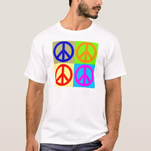 T-shirt Sinal de Paz de Pop de Quatro Cores