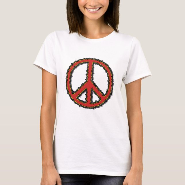 T-shirt Sinal de Paz de Zig Zag Vermelho (Frente)