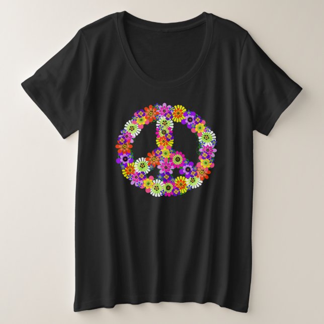 T-shirt Sinal de Paz Fora de Corte a Preto (Frente do Design)