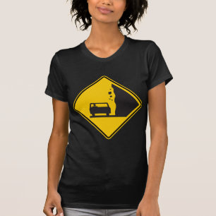 T-shirt Sinal de queda da estrada da zona da rocha