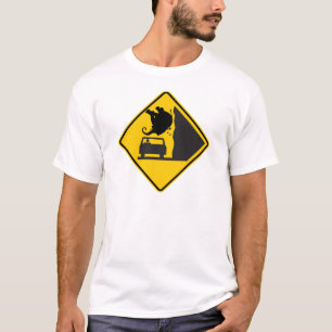 T-shirt Sinal de queda da estrada da zona do elefante
