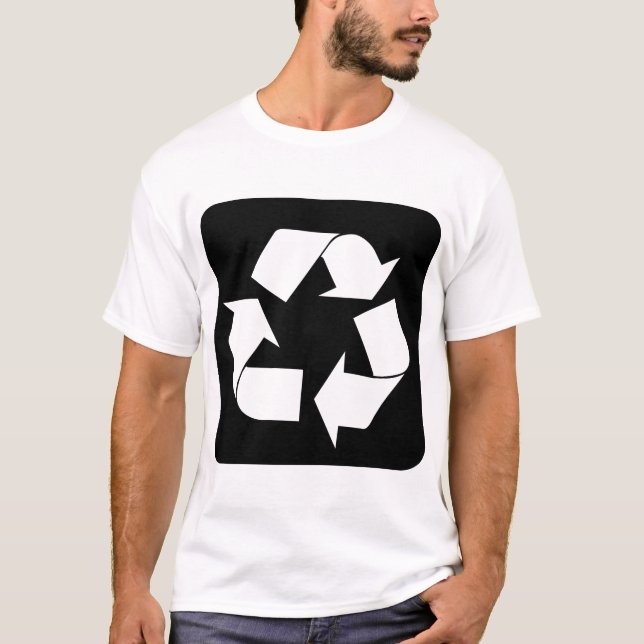 T-shirt Sinal de reciclagem - Preto (Frente)