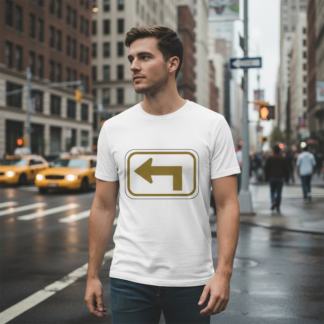 T-shirt Sinal de Trânsito Direcional de Setas à Esquerda (Criador carregado)