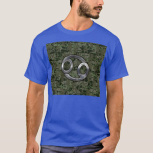 T-shirt Sinal do zodíaco do cancer na camuflagem verde de