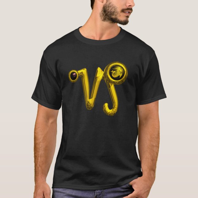 T-SHIRT SINAL ZODIAC JUWEL DOURADO CAPRICORN (Frente)