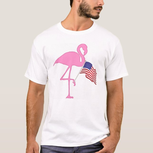 T-shirt Sinalizador Americano Flamingo Rosa (Frente)
