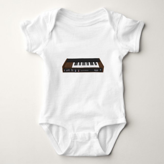 T-shirt Sintetizador Vintage: Modelo 3D: (Frente)