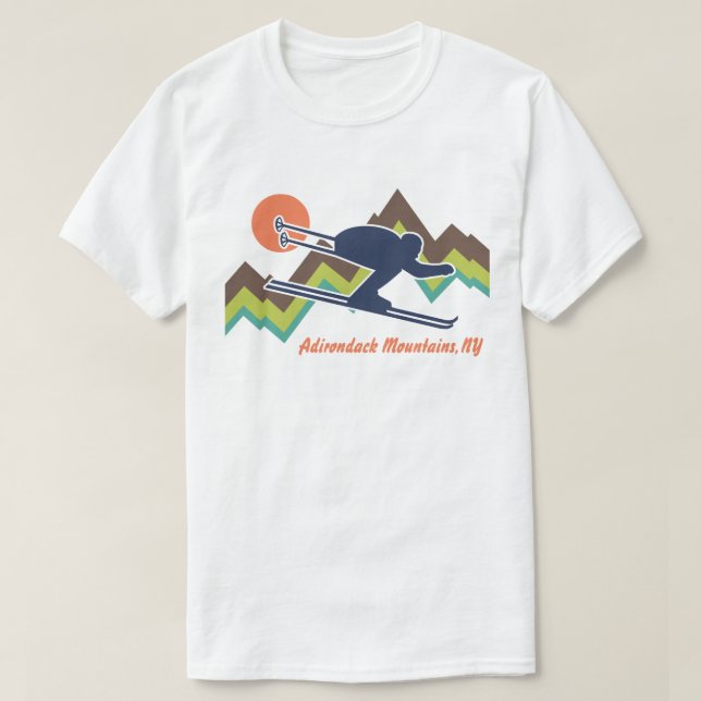 T-shirt Ski Adirondack Mounts NY (Frente do Design)