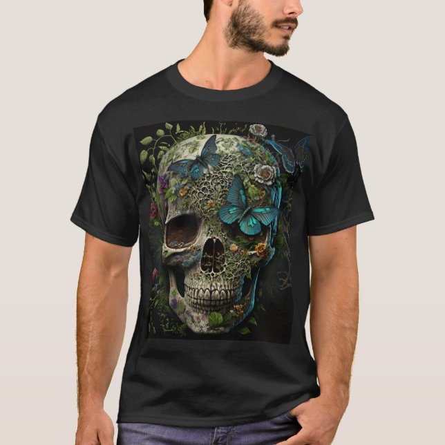 T-Shirt Skull e Butterfly (Frente)
