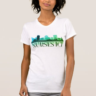 T-shirt Skyline da TIC das enfermeiras (Multi-verdes)