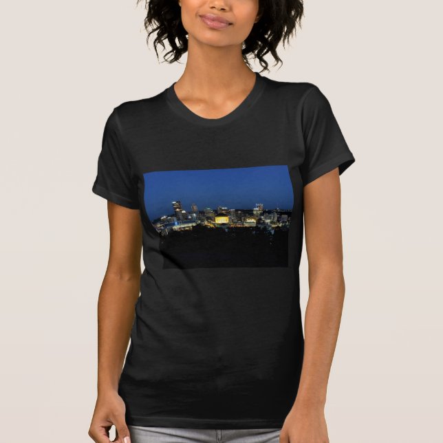 T-shirt Skyline de Pittsburgh no crepúsculo (Frente)
