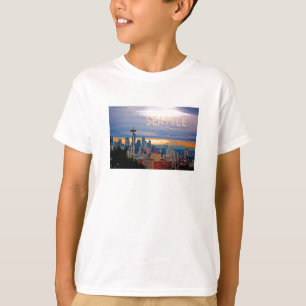 T-shirt Skyline de Seattle Washington no TEXTO SEATTLE do