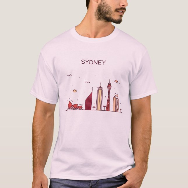 T-shirt Skyline do Doodle de Sydney, Austrália | (Frente)