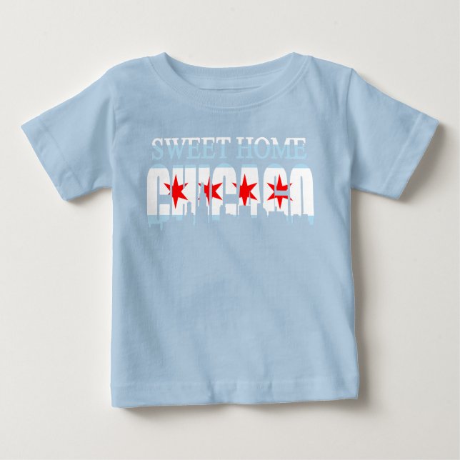 T-shirt Skyline Home doce da bandeira de Chicago (Frente)