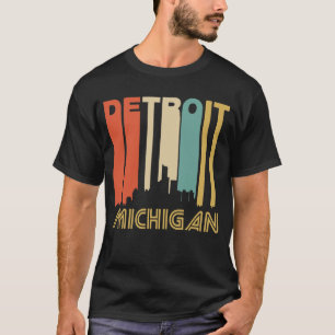 T-shirt Skyline retro de Detroit Michigan do estilo dos