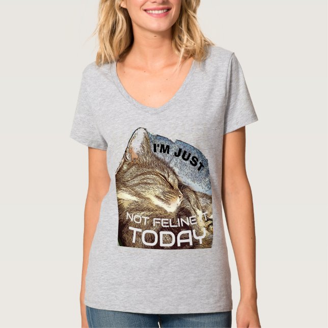 T-Shirt Sleeping CAT FUNNY (Frente)