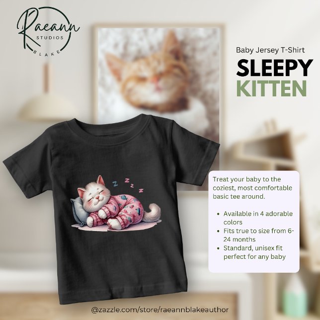 T-Shirt Sleepy Kitten Baby Fine Jersey (Criador carregado)