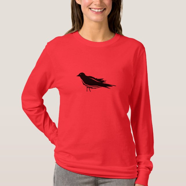 T-shirt Sleeved longo do melro (Frente)