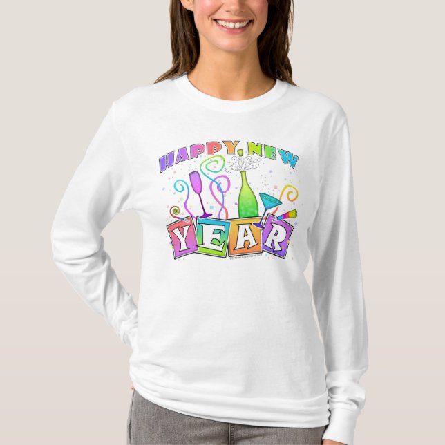 T-shirt Sleeved longo - o FELIZ ANO NOVO (Frente)