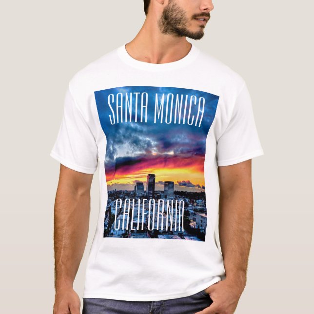 T-shirt Sleeved Short de Santa Monica, Califórnia (Frente)