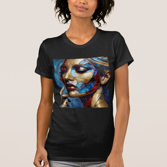 T-shirt Slim Ajustado Com Expressão De Arte -42 (Frente)