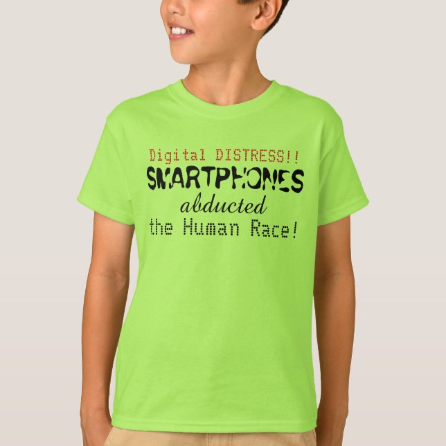 T-shirt Smartphones Raptaram Crianças Engraçadas pela Raça (Frente)