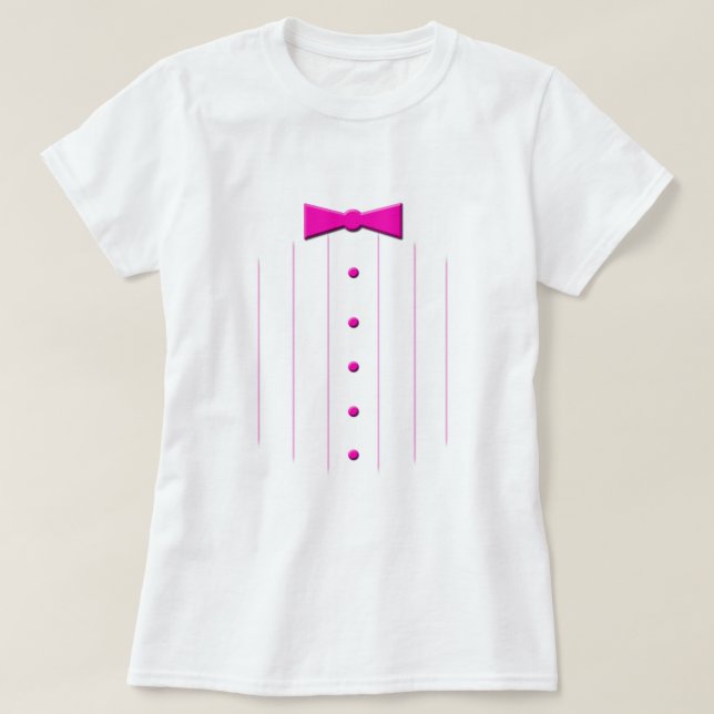 T-shirt Smoking cor-de-rosa do laço (Frente do Design)