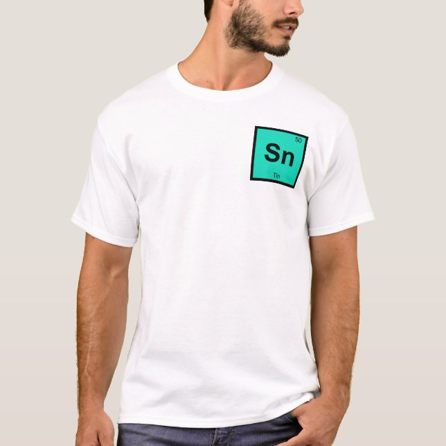 T-shirt Sn - Elemento de Símbolo de Mesa Periódico da Quím (Frente)